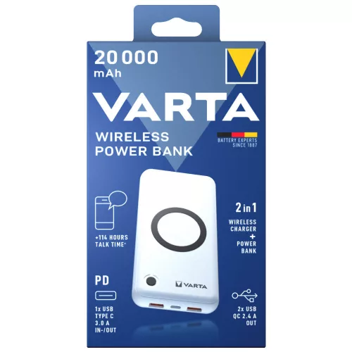 Powerbank - 20000 mAh - fehér - Varta 57909