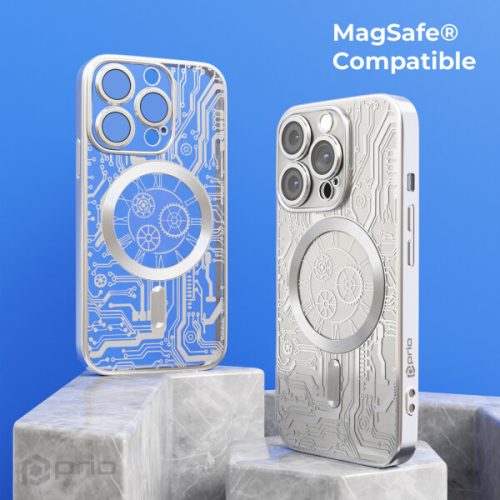 iPhone12 - Hátlap tok MagSafe - mintás - ezüst - Prio