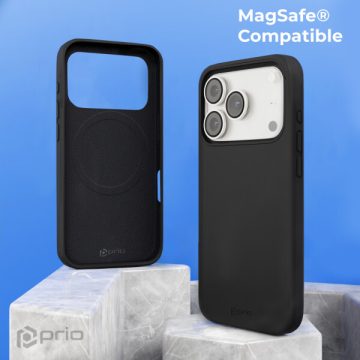 iPhone17 Pro - hátlap tok MagSafe - fekete - Prio Liquid 