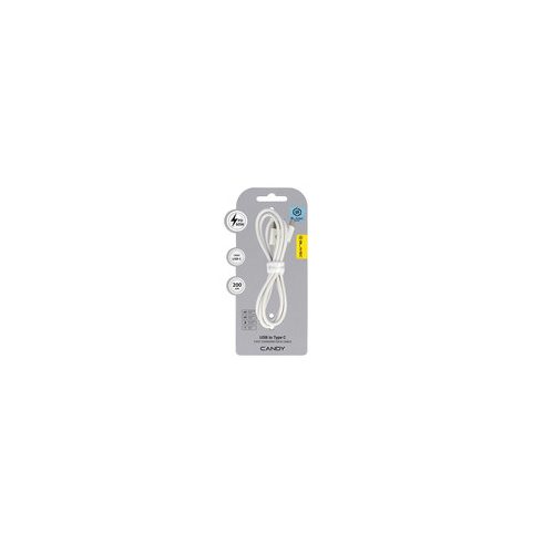 Blavec Candy - Usb-A -USB-C szövet adatkábel 2m (fehér)
