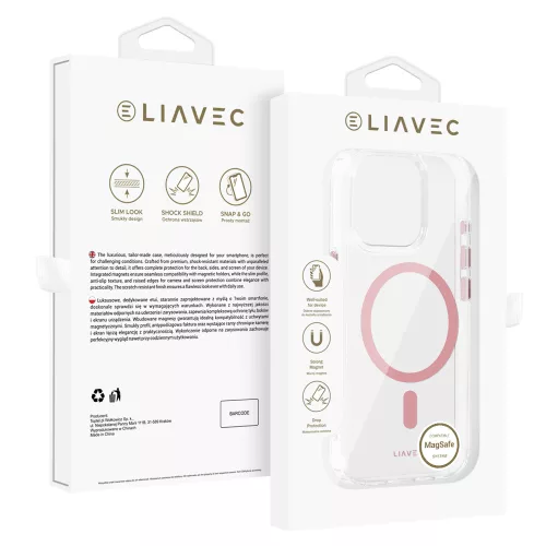 iPhone14 Pro - Hátlap tok MagSafe - átlátszó / pink - Liavec Glossy