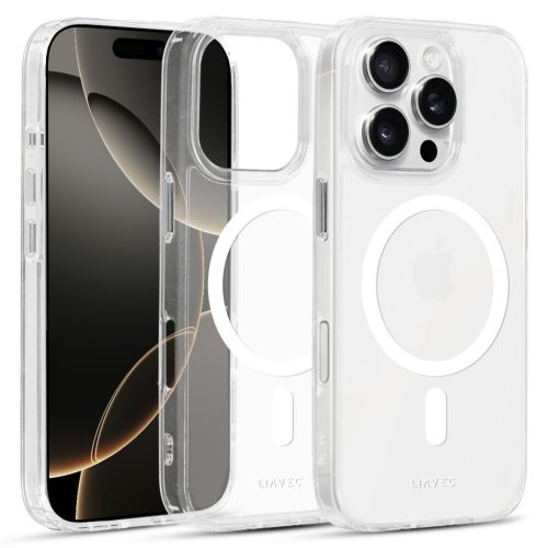 iPhone15  - Hátlap tok MagSafe - átlátszó / fehér - Liavec Glossy