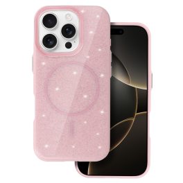   iPhone16 Pro - Hátlap tok MagSafe - pink csillámos - Magmat Slim