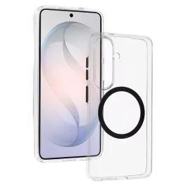   Samsung S26 Plus - Hátlap tok MagSafe - átlátszó/fekete - Liavec Pure