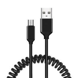 Adatkábel - 1M - USB-C - Micro USB - fekete - spirál - 2A