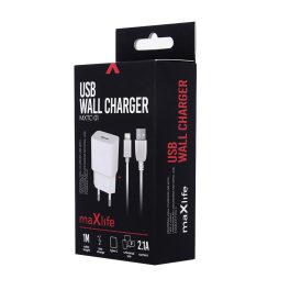   Hálózati töltő - 10,5W - USB-A + Lightning - fehér - Maxlife MXTC-01