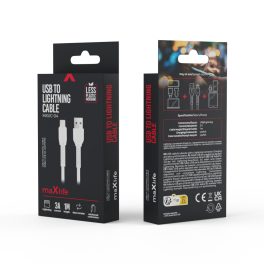   Adatkábel - 1M - USB-A - Lightning - fehér - Maxlife MXUC-04 - 3A