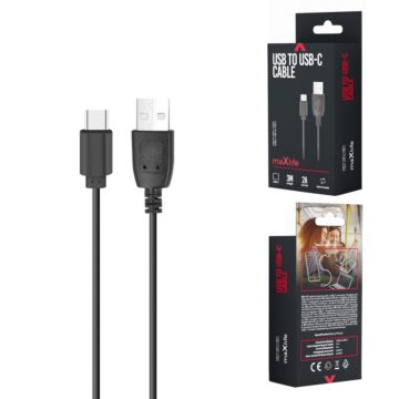 Adatkábel, maXlife USB-C 3M (fekete)