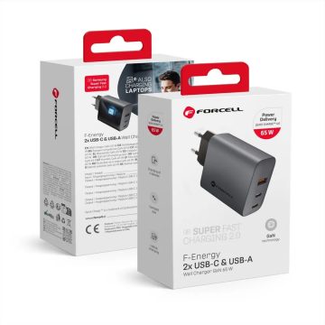 Hálózati töltő, Forcell 65W 2xUSB-C + USB-A