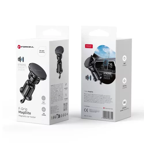 Autós tartó - szellőzőbe - fekete - mágneses - Forcell F-Grip MagElite