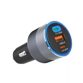   Autós adapter - 65W - 2x USB-C, 1x USB-A - szürke - Forcell F-Energy