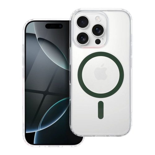 iPhone13 Pro Max - Magsafe tok - Átlátszó/Sötét Zöld -Drop Glue Colorful Ri