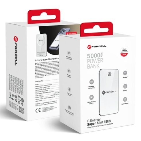 FORCELL F-ENERGY F5K8 Super Slim powerbank MagSafe PD3.0 QC4.0 15W 5000 mAh white (fehér)