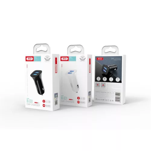 Autós adapter - 12W - 2x USB-A - fehér - XO