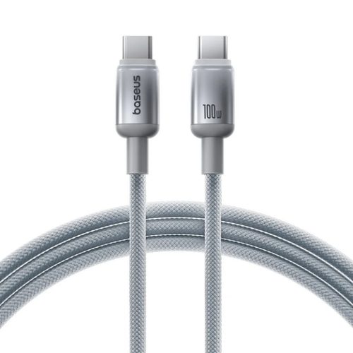Adatkábel - 2M - USB-C - USB-C - szőtt - szürke - Baseus 100W