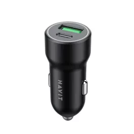 Autós adapter - 20W - USB-A, USB-C - fekete - Havit