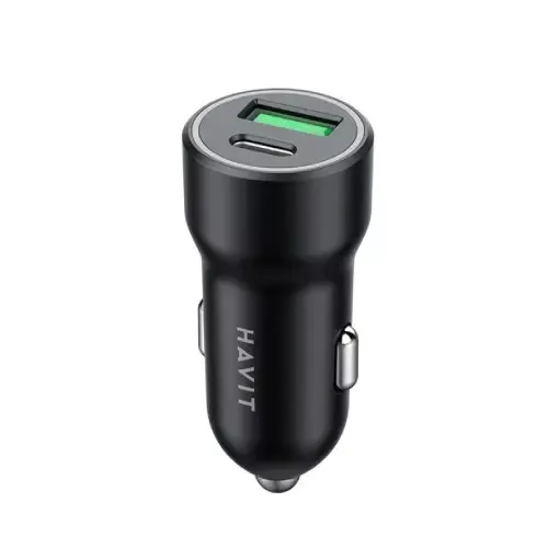 Autós adapter - 20W - USB-A, USB-C - fekete - Havit