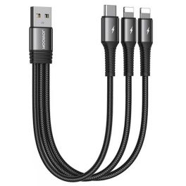   Adatkábel - 0,15M - USB-A - Lightning + USB-C - fekete - Joyroom - 3,5A