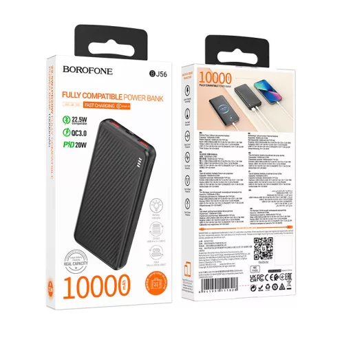 Powerbank - 10000 mAh - fekete - Borofone BJ56