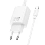 Hálózati töltő - 20W - USB-C + Lightning  - fehér - Hoco