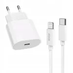 Hálózati töltő - 20W - USB-C + Lightning - fehér - Rock T18+P8
