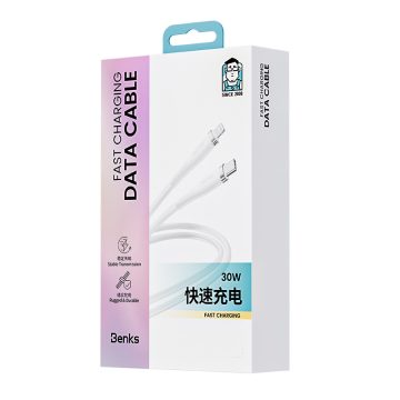 Adatkábel Benks D47 Usb-c -lightning 30W (fehér)