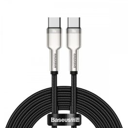   Adatkábel - 1M - USB-C - USB-C - szőtt - fekete - Baseus CATJK-C01 100W