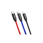 Adatkábel - 1,2M - USB-A - USB-C+Lightning+Micro USB - fekete - Baseus CAML
