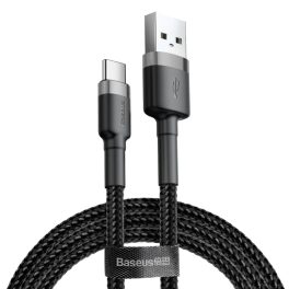   Adatkábel - 0,5M - USB-A - USB-C - szőtt - fekete - Baseus Cafule Nylon