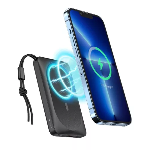 Power Bank, VEGER 10000 mAh Vezetéknélküli töltés és MagSafe PD QC3.0 2A 20W MagOn (VP1151 / W1151) white (fehér)