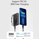 Power Bank, VEGER 10000 mAh Vezetéknélküli töltés és MagSafe PD QC3.0 2A 20W MagOn (VP1151 / W1151) white (fehér)