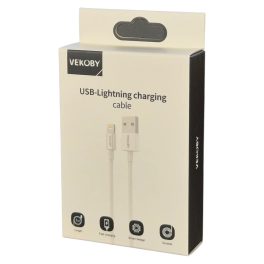 Adatkábel - 1M - USB-A - Lightning - Vekoby - fehér