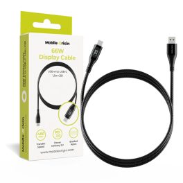   Adatkábel - 1,5M - USB-A - USB-C - szőtt - fekete - MobileOrigin