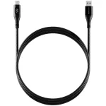 Adatkábel - 1,5M - USB-A - USB-C - szőtt - fekete - MobileOrigin