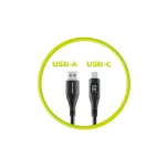 Adatkábel - 1,5M - USB-A - USB-C - szőtt - fekete - MobileOrigin