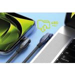 Adatkábel - 1M - USB-C - USB-C - szőtt - fekete - MobileOrigin