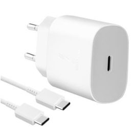   Samsung Hálózati töltő EP-TA800EWE + EP-DG980BWE 25W  + USB-C/USB-C Adatkábel fehér (zacskós)