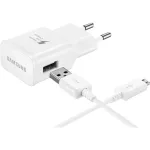 Hálózati töltő - 15W - USB-A + micro USB - fehér - Samsung EP-TA20EWE 2A +m