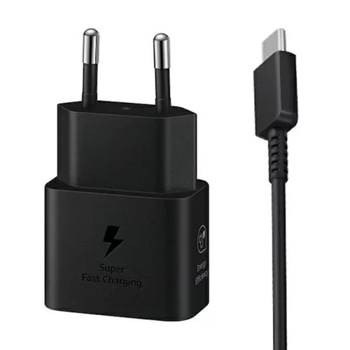 Hálózati töltő, Samsung EP-TA2510 +USB-C/USB-C (fekete)