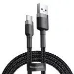 Adatkábel - 2M - USB-A - USB-C - szőtt - fekete - Baseus cable Cafule 2A