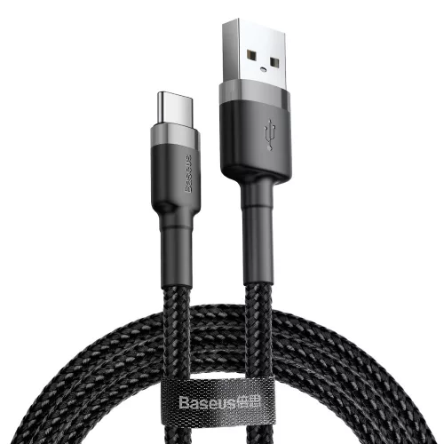 Adatkábel - 2M - USB-A - USB-C - szőtt - fekete - Baseus cable Cafule 2A
