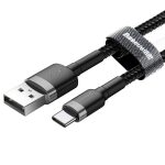 Adatkábel - 2M - USB-A - USB-C - szőtt - fekete - Baseus cable Cafule 2A