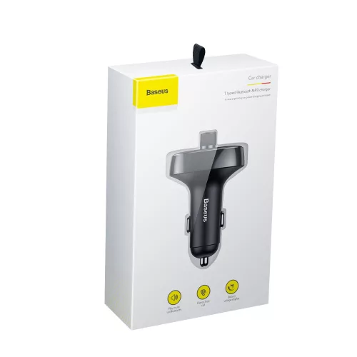 FM Transmitter - 2x USB-A - fekete - Baseus T Shaped S-09