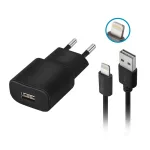 Hálózati töltő + kábel - 2A - USB-A - fekete - Forever TC - Lightning