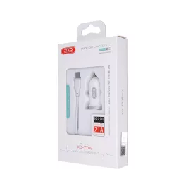   Autós töltő - USB-A + USB-C kábel - 2.1A - fehér - XO-TZ08