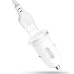 Autós töltő - USB-A + USB-C kábel - 2.1A - fehér - XO-TZ08