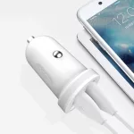 Autós töltő - USB-A + USB-C kábel - 2.1A - fehér - XO-TZ08