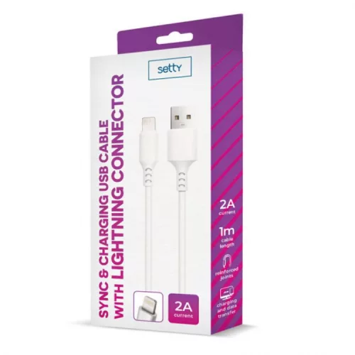 Adatkábel - 1.0M - USB-A - Lightning - Setty