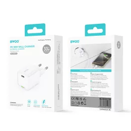 Hálózati adapter - 30W - USB-C - fehér - BWOO GaN PD