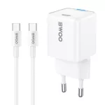 Hálózati töltő - 30W - USB-C + Type-c - fehér - BWOO GaN PD